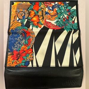Vintage Gianni Versace Black Leather Wallet With Its Iconic Leopard,